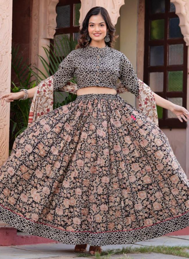 Cotton Multi Colour Festival Wear Printed Ready To Wear Lehenga Choli